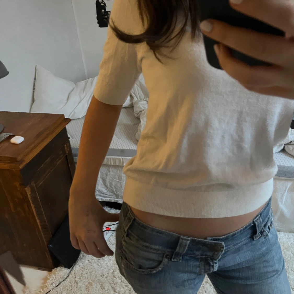 Vit/beige kortärmad topp - 1