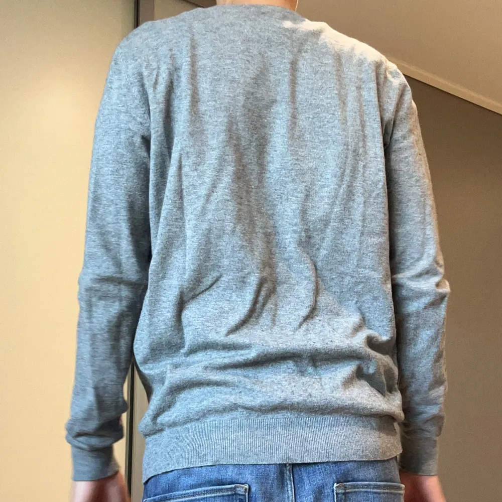 Grå sweatshirt. Modell 184cm. Hoodies.