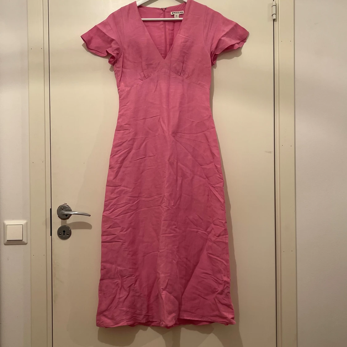 Rosa midiklänning i linne