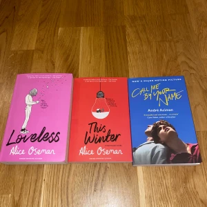 Böcker - Lgtbq böcker.  1. Loveless av Alice Oseman 2. This winter av Alice oseman 3. Call me by your name av André Aciman Alla tre för 360kr. En bok 150kr. Alla är i nyskick.  Köp för över 200kr och få en gratis gåva 🎁 