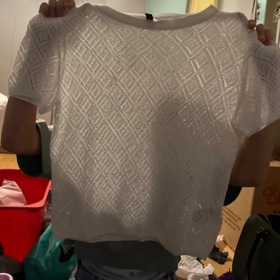 Vit stickad topp från H&M Divided