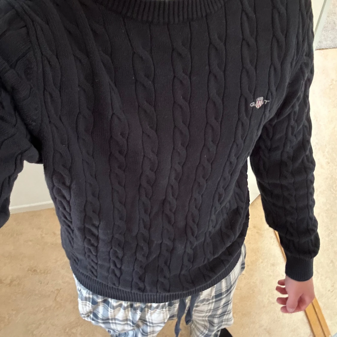 Gant bomullströja, kabelstickad sweatshirt - 93