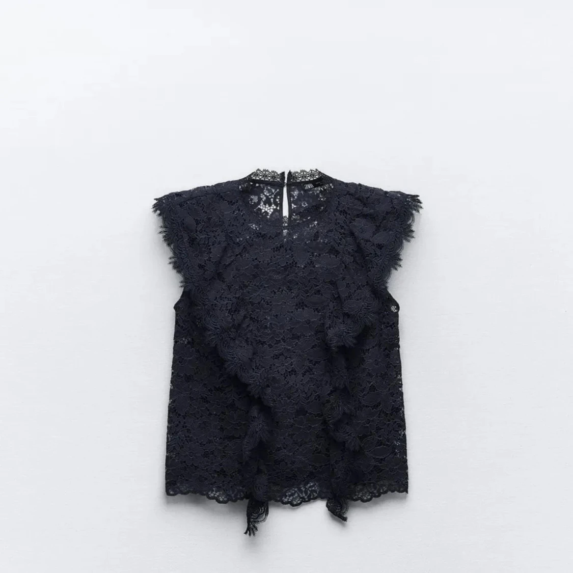 Marinblå Spetströja - 90