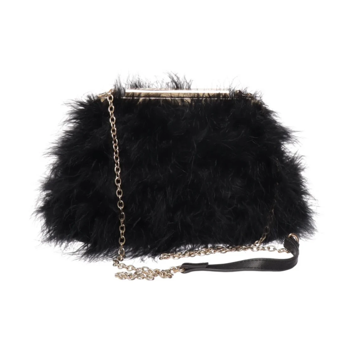 Svart pälsväska med kedja