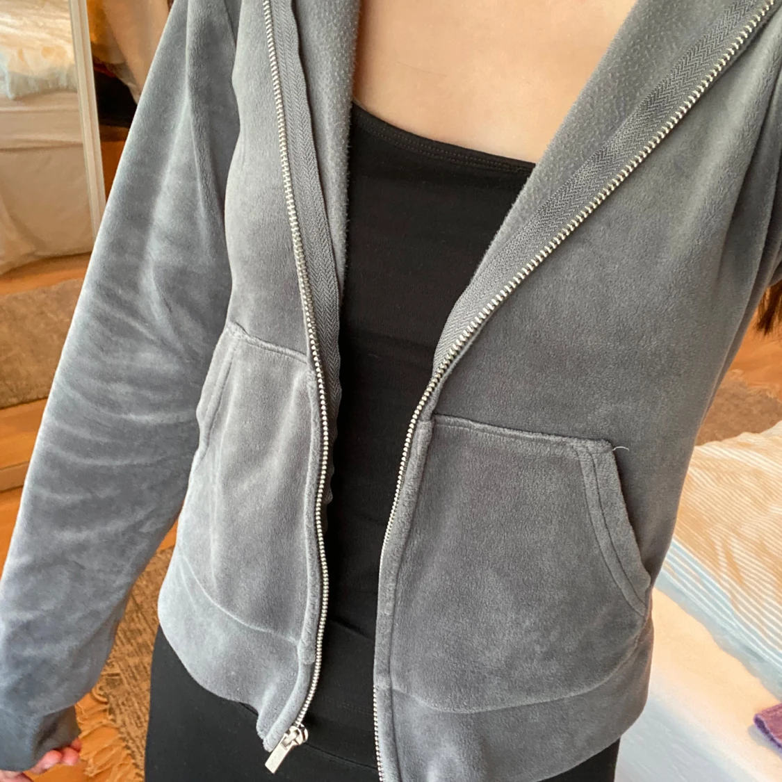 Grå zip hoodie/kofta🩶 - 91