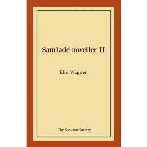 Elin Wägner (1882-1949) brukar räknas till de så kallade Tiotalisterna, med sitt samhällsfokuserade författarskap. Wägner var även verksam som journalist. Till hennes mest kända och uppskattade skönlitterära verk hör bl.a Norrtullsligan och Pennskaftet, men hon har även gått till historien för sitt engagemang för kvinnlig rösträtt, för Fredsrörelsen och för att hon var med och grundade Rädda Barnen 1919. Wägner blev 1937 ledamot av Samfundet De Nio. 1944 blev hon ledamot av Svenska Akademien.  Wägners novellkonst har nu samlats i två volymer. Samlade noveller I innehåller de historier som ursprungligen ingick i novellsamlingarna Mannen och körsbären med flera berättelser (1914) och Nyckelknippan (1921), samt de noveller i urvalssamlingen Spinnerskan (1948) som ej förekommer i någon av hennes övriga novellsamlingar. Samlade noveller II innehåller de berättelser som ursprungligen ingick i novellsamlingarna Den odödliga gärningen (1928) och Från det jordiska museet (1907). Genom Wägners noveller får vi uppleva hennes berättarglädje, samhällsanalys och spetsfundiga humor.    Format Häftad   Omfång 391 sidor   Språk Svenska   Förlag The Sublunar Society   Utgivningsdatum 2020-04-25   ISBN 9789188999757  