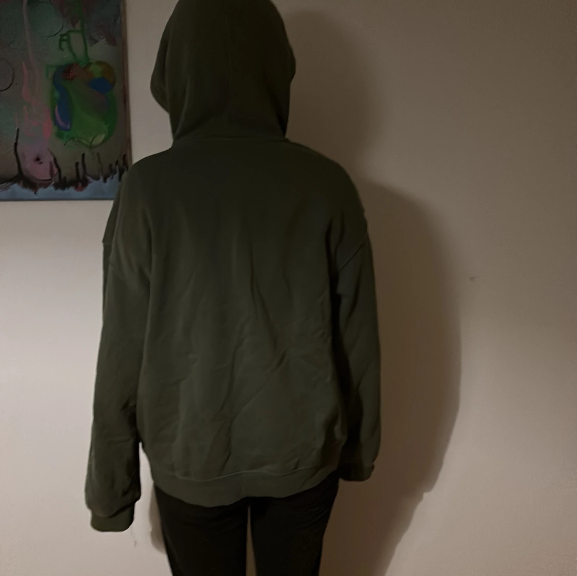 Olivgrön hoodie - 1