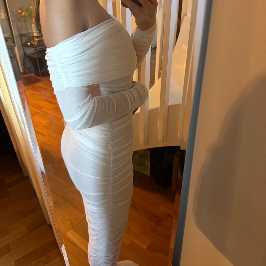 Vit offshoulder klänning - 3