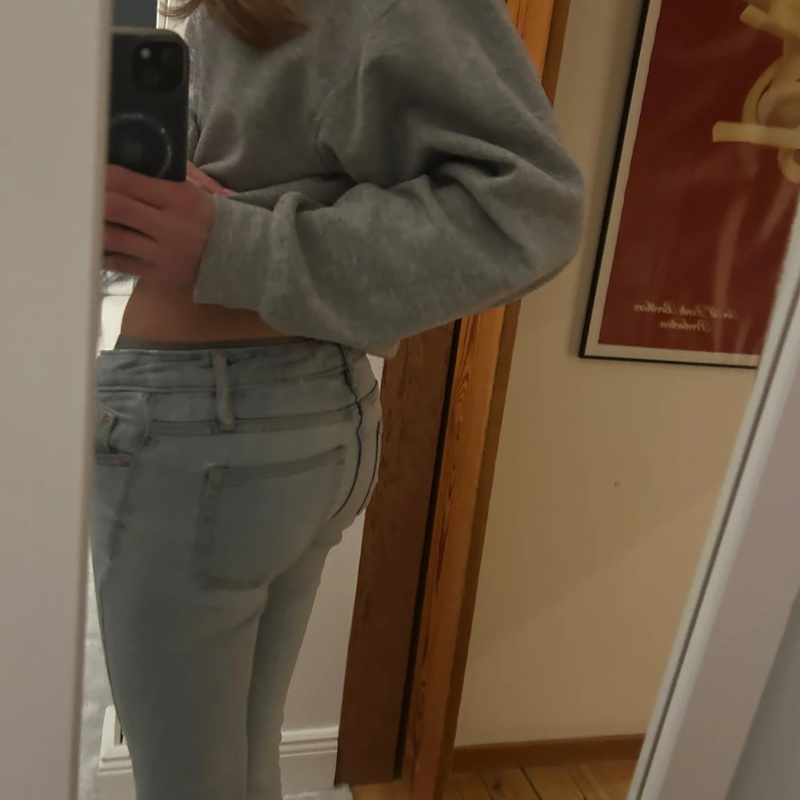 Unika och snygga Ljusblå lågmidjade bootcut jeans - 2