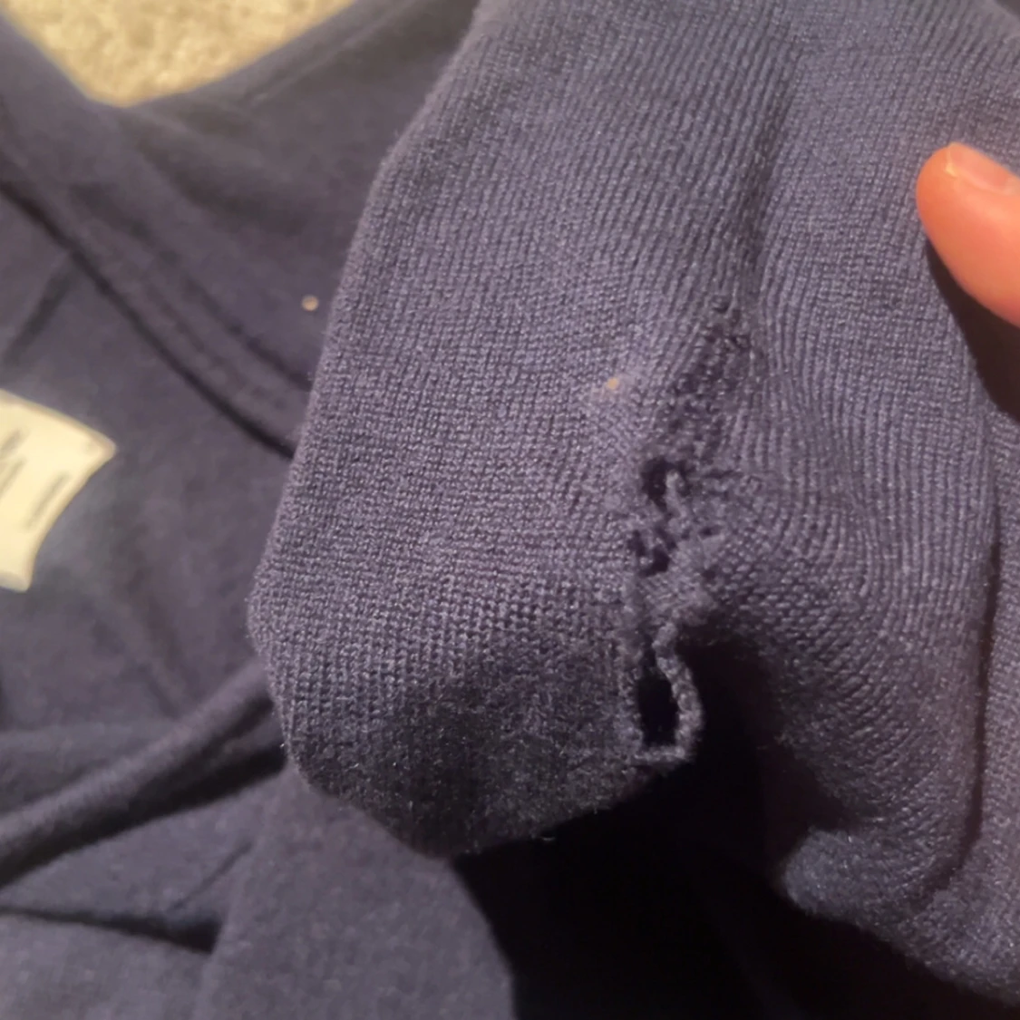 Mörkblå hoodie med dragkedja - 2