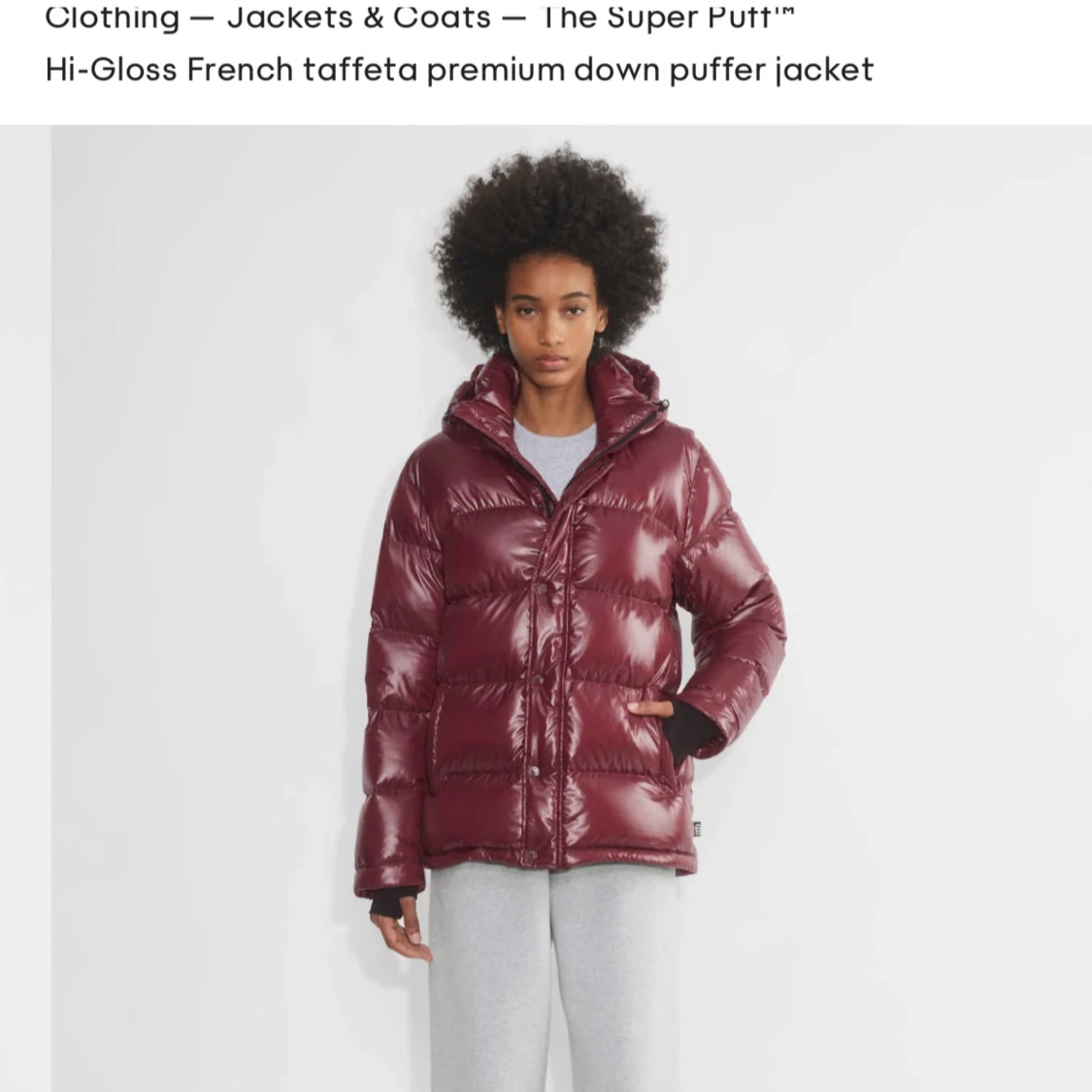 Vinröd oanvänd glansig dunjacka - 1