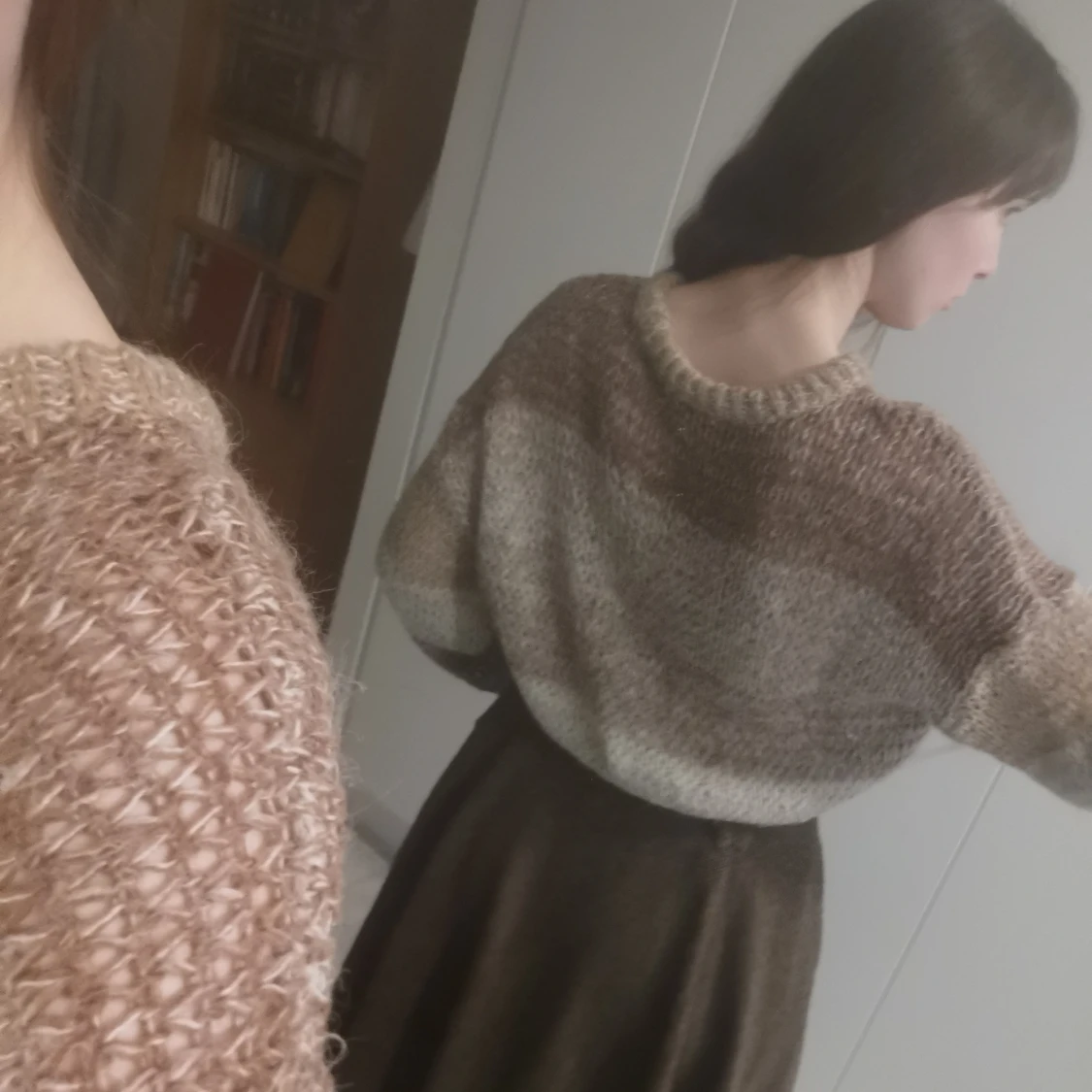 Brun och beige stickad tröja - 2