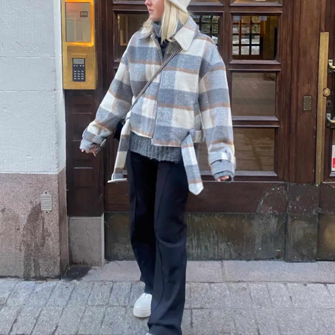 Rutig overshirt i ull - 2