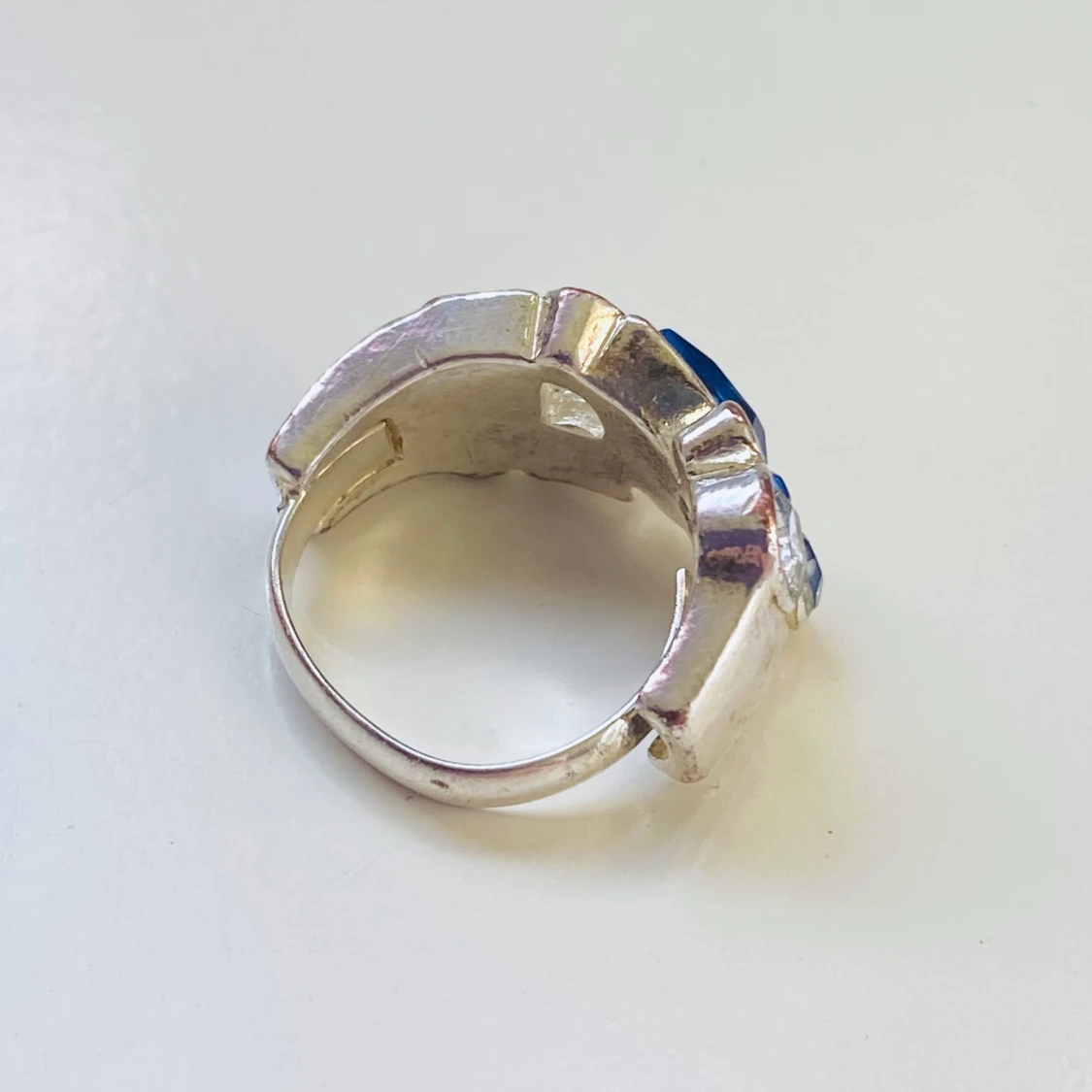 Silverring med blå stenar - 92