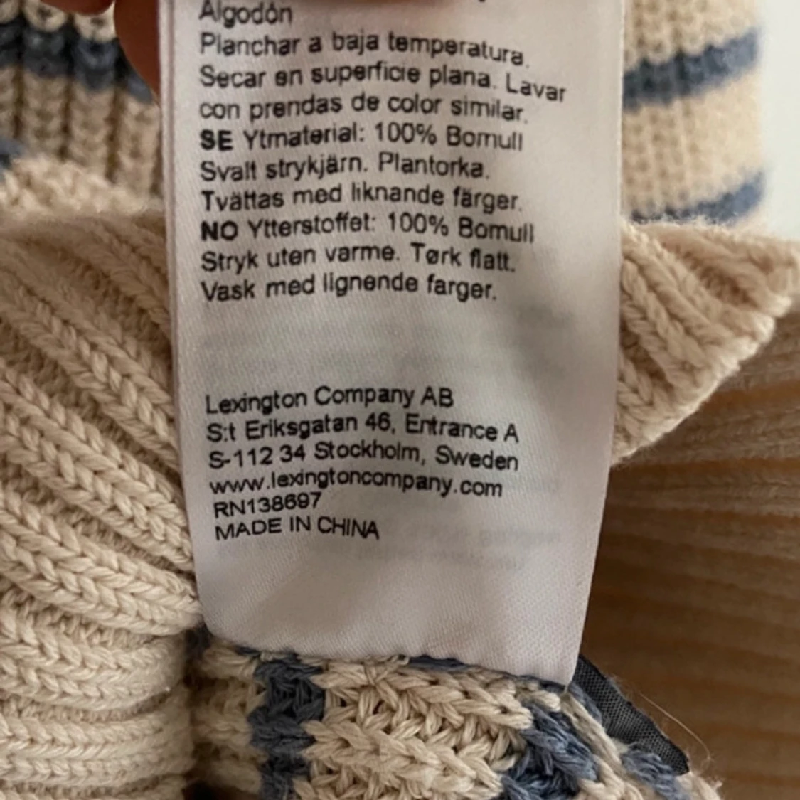 Randig beige och blå tröja från Lexington - 3