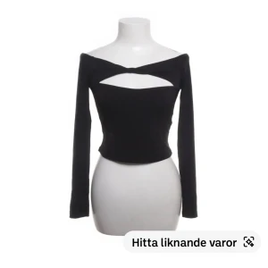 Svart  topp - Snygg svart topp med långärmad design och en unik detalj framtill. Perfekt för en stilren look. Köpte från Sellpy men tyvärr passa den inte så jag har självt aldrig använt. 