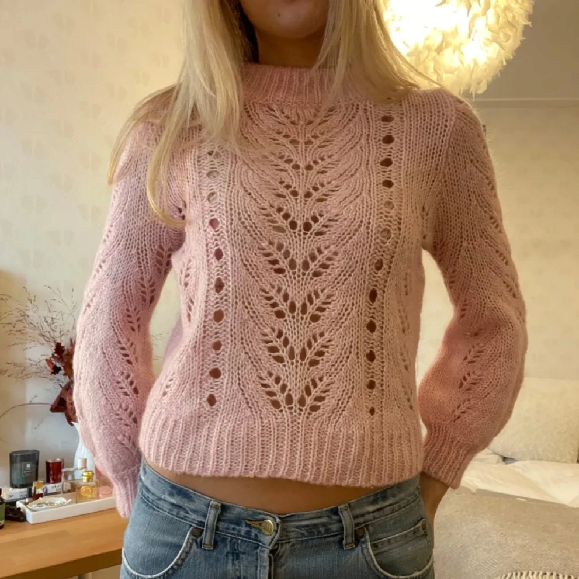 Rosa stickad tröja - 2