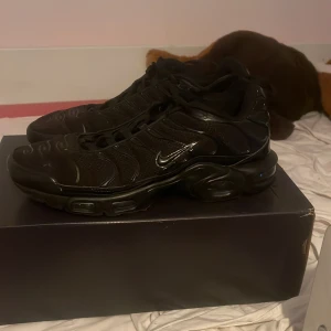 Svarta Nike sneakers - Snygga svarta Nike sneakers med TN Air-dämpning. Skorna har en stilren design med snörning och en diskret Nike-logga på sidan. Perfekta för en sportig look.