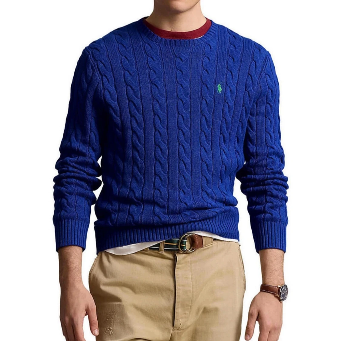 Blå kabelstickad tröja från Ralph Lauren