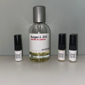 OneBoldChemist Angeli - Säljer nu denna Angeli eftersom jag inte har användning för den ca 40ml kvar men man får även 3 stycken samples av olika OneBoldChemist dofter. Angeli är inspirerad av den populära Angel Share. 