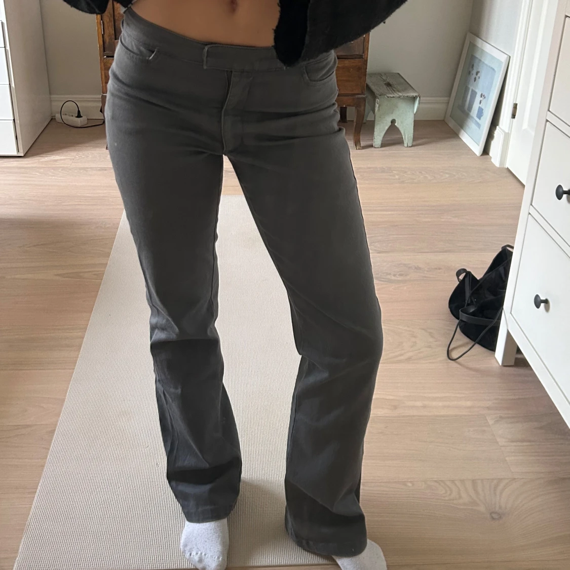 Grå  kostymbyxor - 1