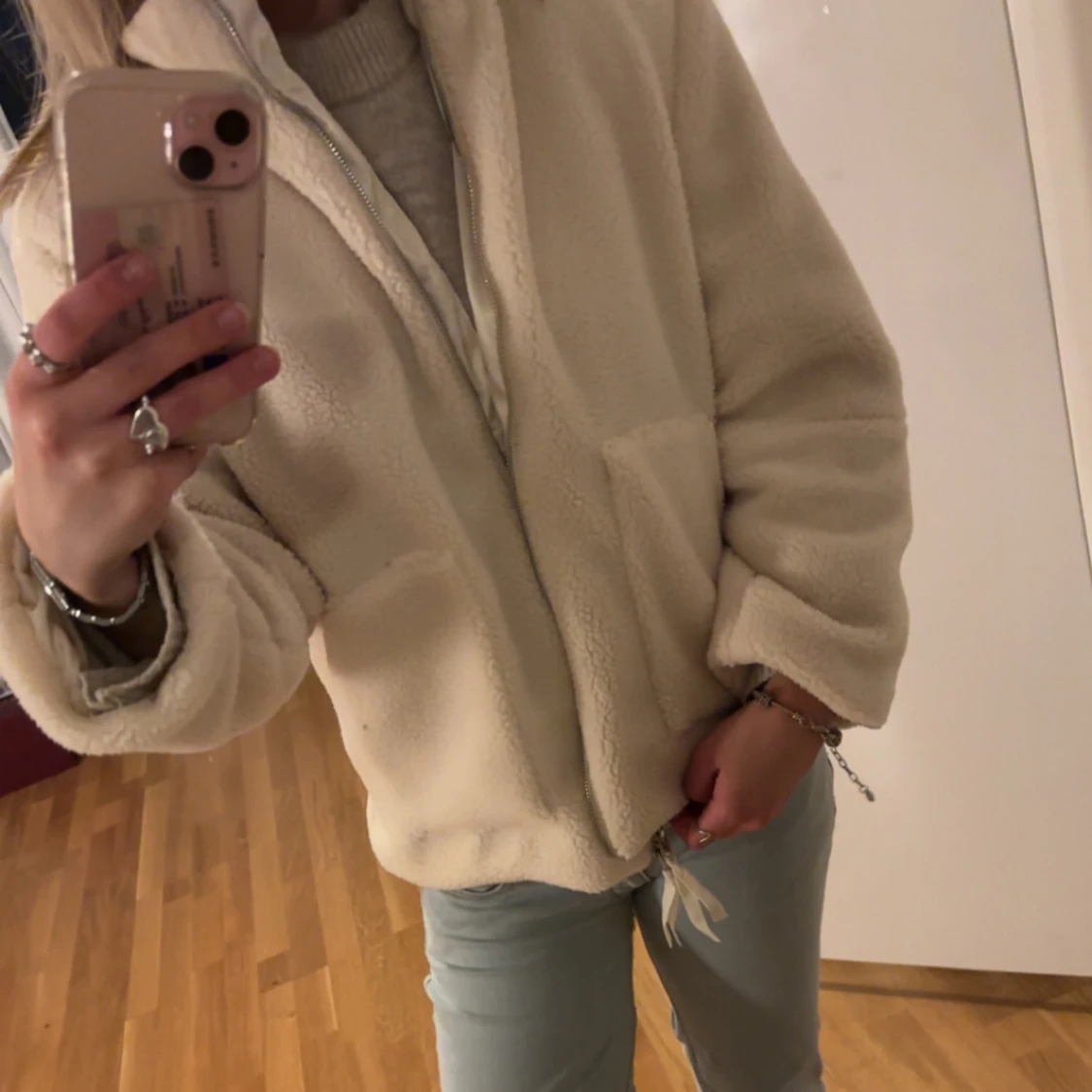 Beige teddyjacka - 90