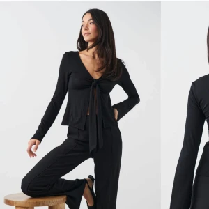 Svart långärmad knytblus - Tröja från Gina tricot. Den är använd en gång och i nyskick💕💕