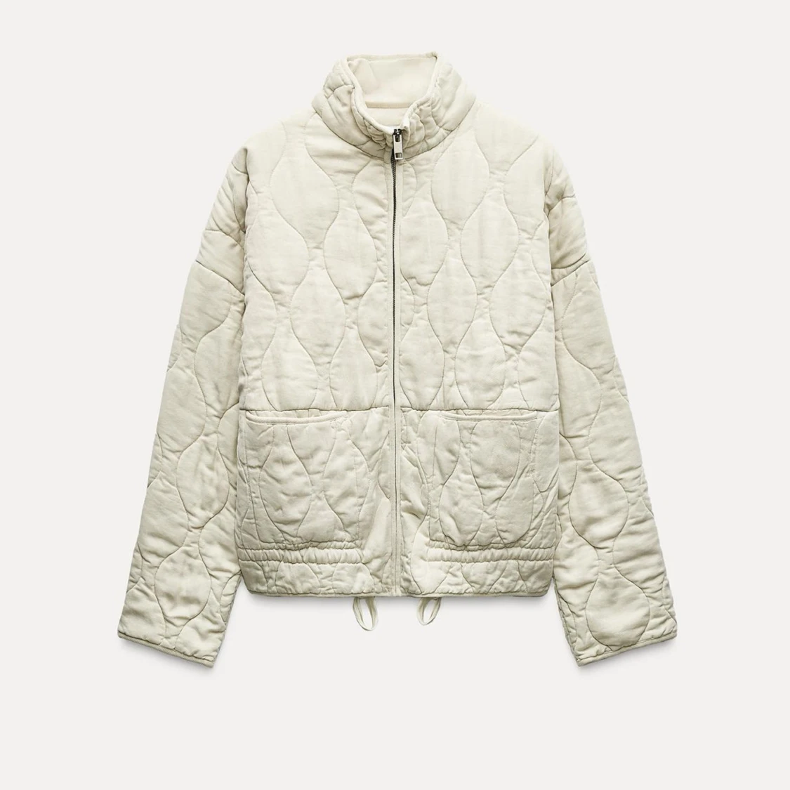 Beige/naturfärg quiltad jacka