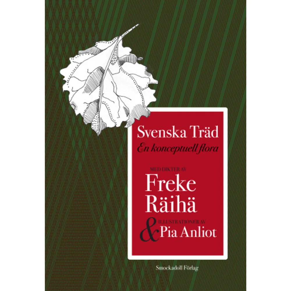 Svenska Träd; det är först och främst en flora, det vill säga en uppräknande, poetisk klassificering av 76 svenskväxande träd, samt deras historiska och samtida användningsområden; därtill framkommer något om arternas uppkomst, växtsätt och sociogeografiska placering. Inspirerad av dendrologernas stilsäkra språk gör Räihäs diktverk mycket väsen om mer bland träden: här figurerar inte minst privatiseringen av välfärden, den ökade användningen av tillsatser i livsmedelsindustrin, S/M, julafton, Tredje riket och den efterföljande imperialiseringen av kulturen. Poeten Freke Räihä är född i Stockholm 1978 och numera bosatt i Skåne. Svenska Träd är hans andra bok (den utkommer dock samtidigt som den tredje, på annat förlag).  Illustratören Pia Anliot är född i Gävle 1981 och numera bosatt i Stockholm.    Format Häftad   Omfång 164 sidor   Språk Svenska   Förlag Smockadoll Förlag   Utgivningsdatum 2010-08-30   Medverkande Pia Anliot   Medverkande Freke Räihä   ISBN 9789186175092  . Böcker.