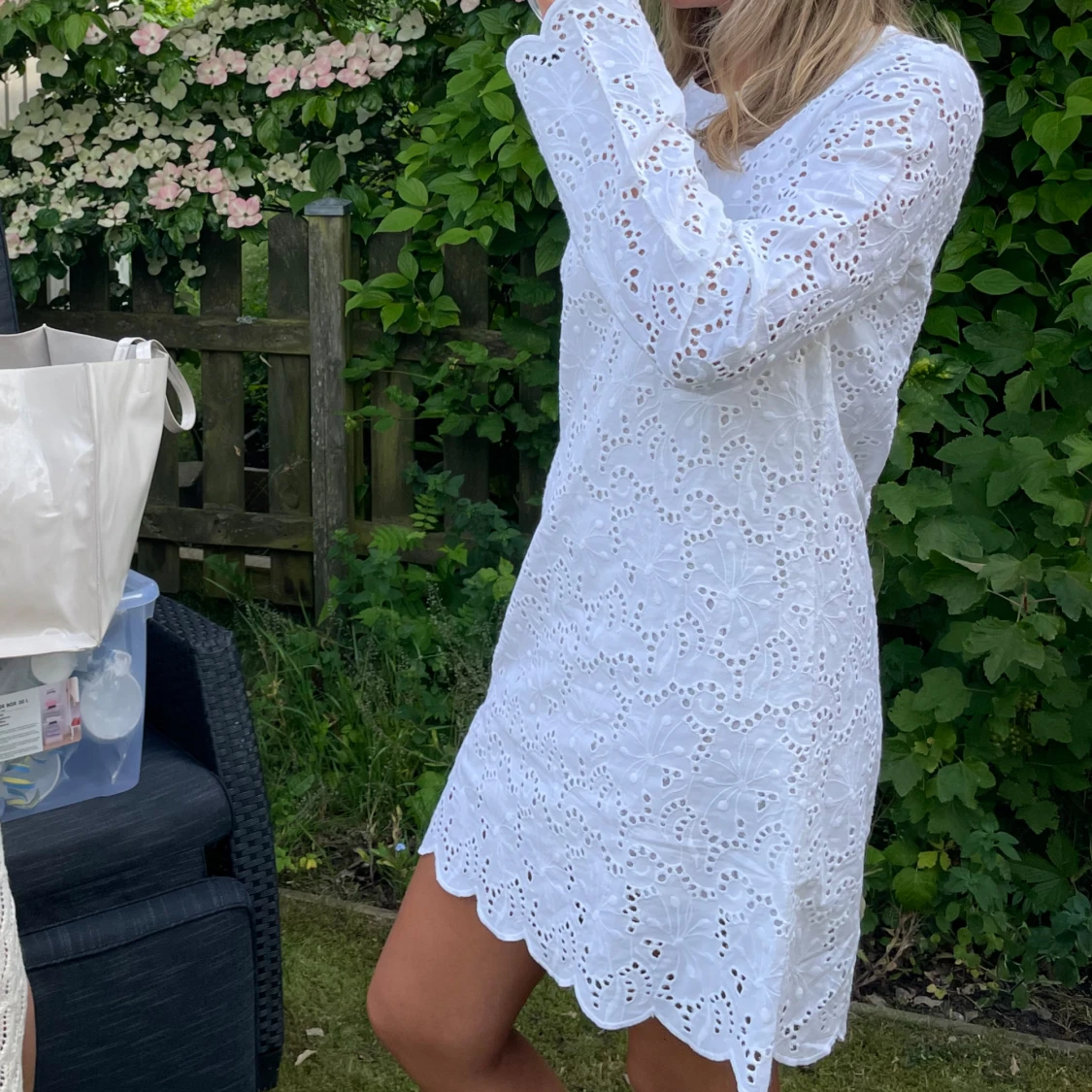 Vit spetsklänning