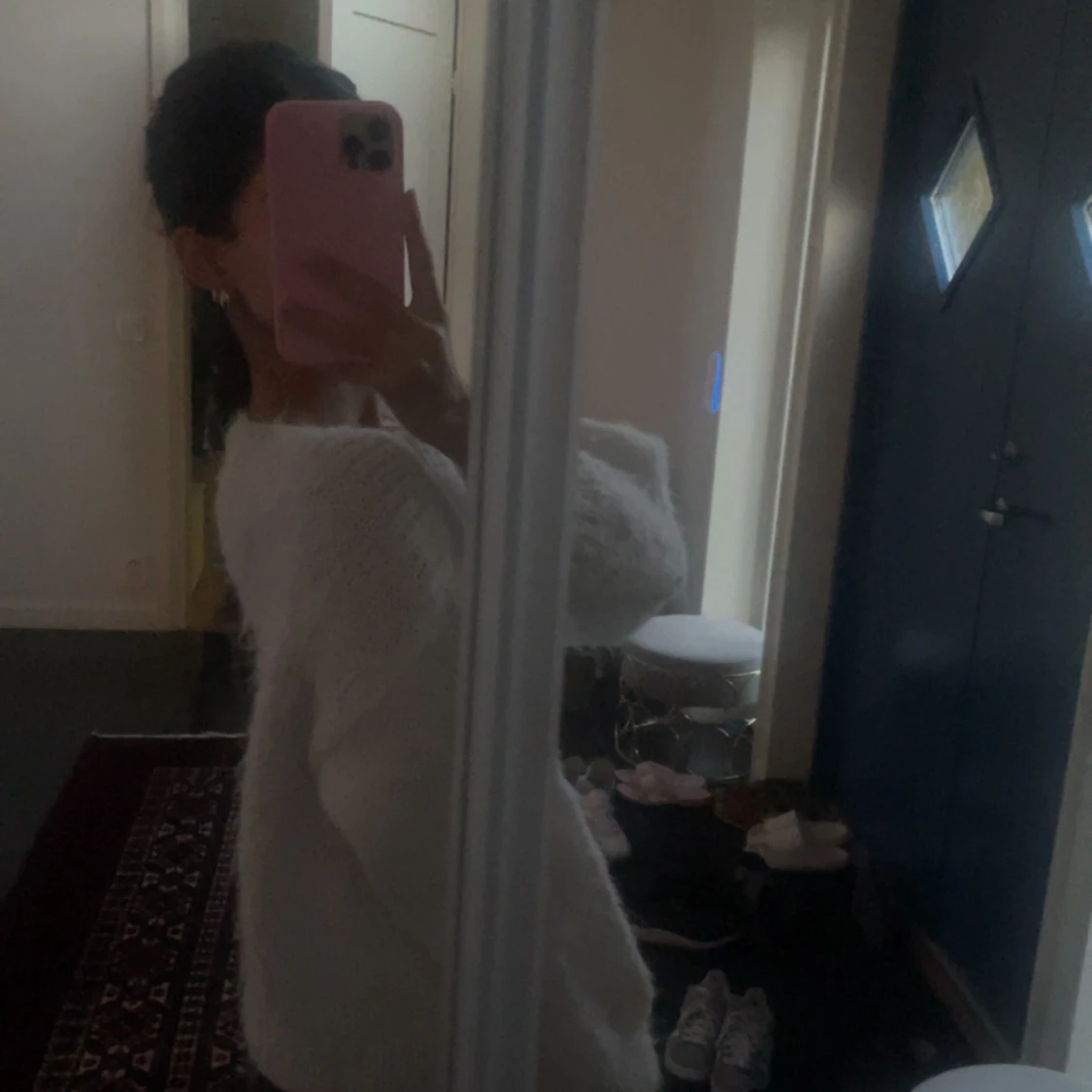 Vit stickad tröja - 90