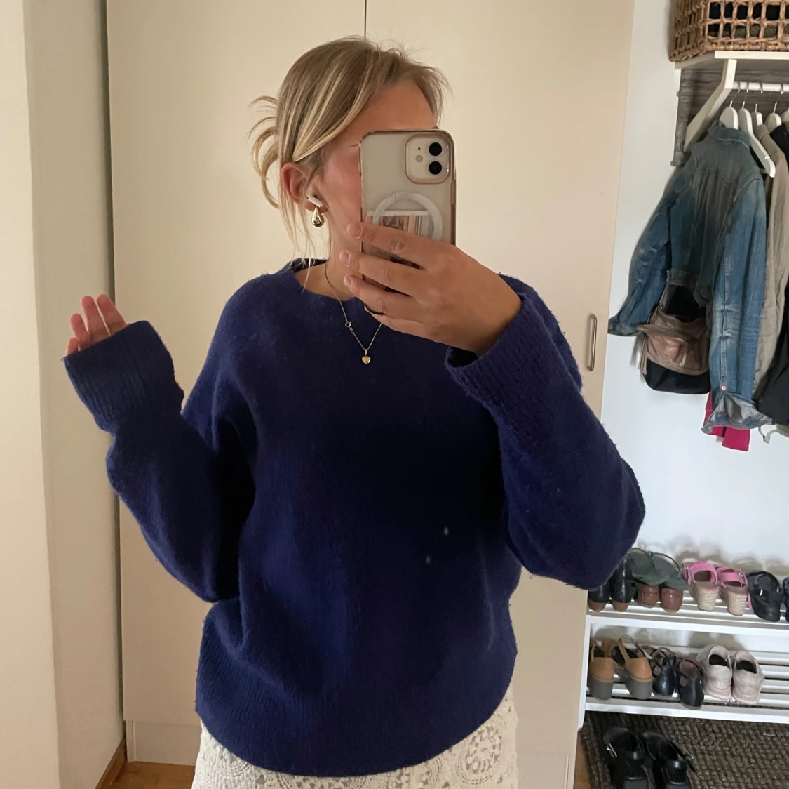 Mörkblå stickad zara tröja