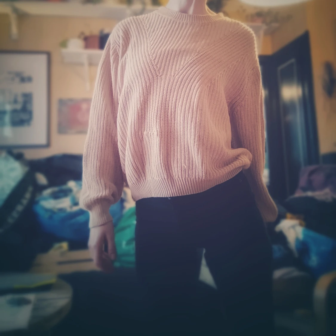 Beige stickad tröja från h&m