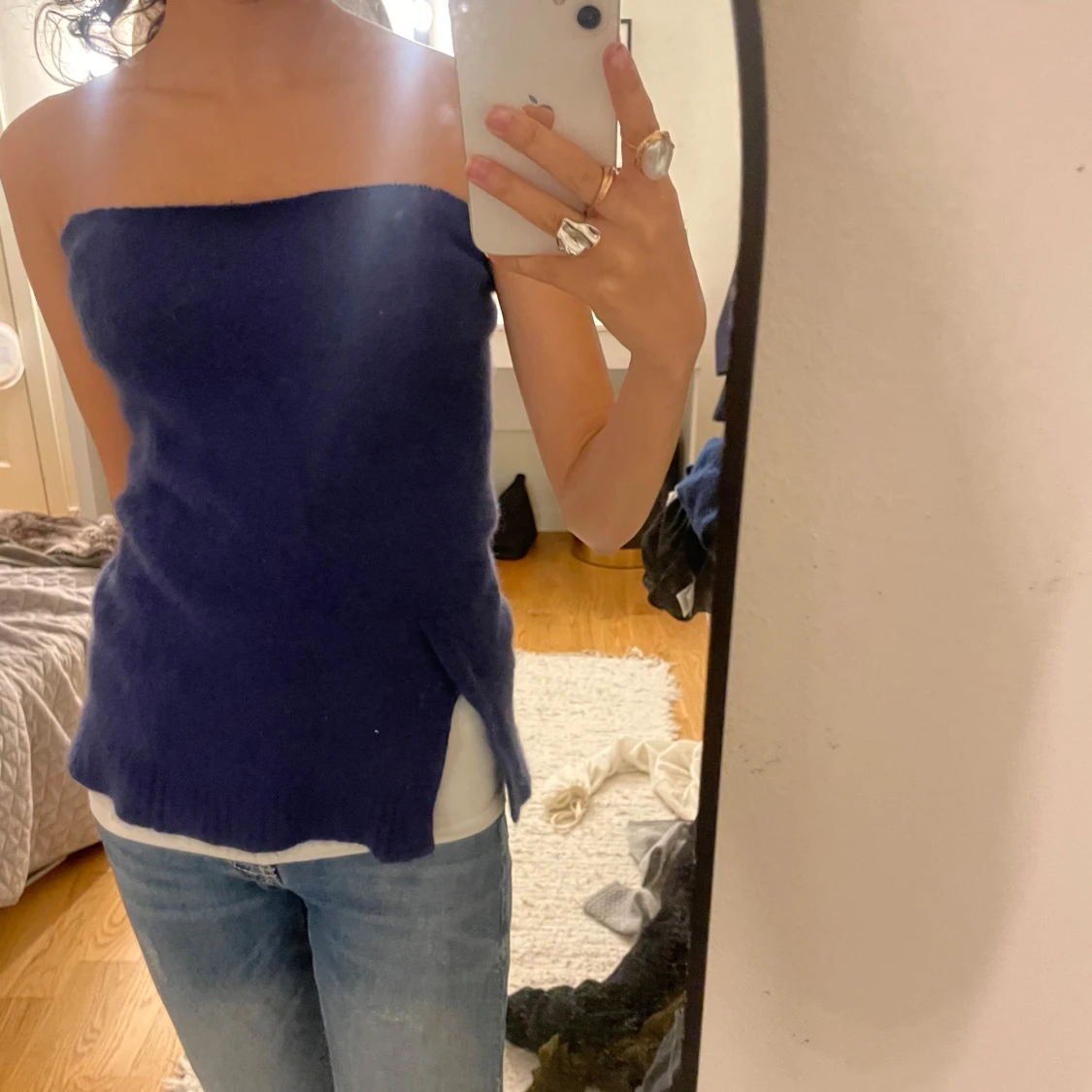 Marinblå stickad topp 
