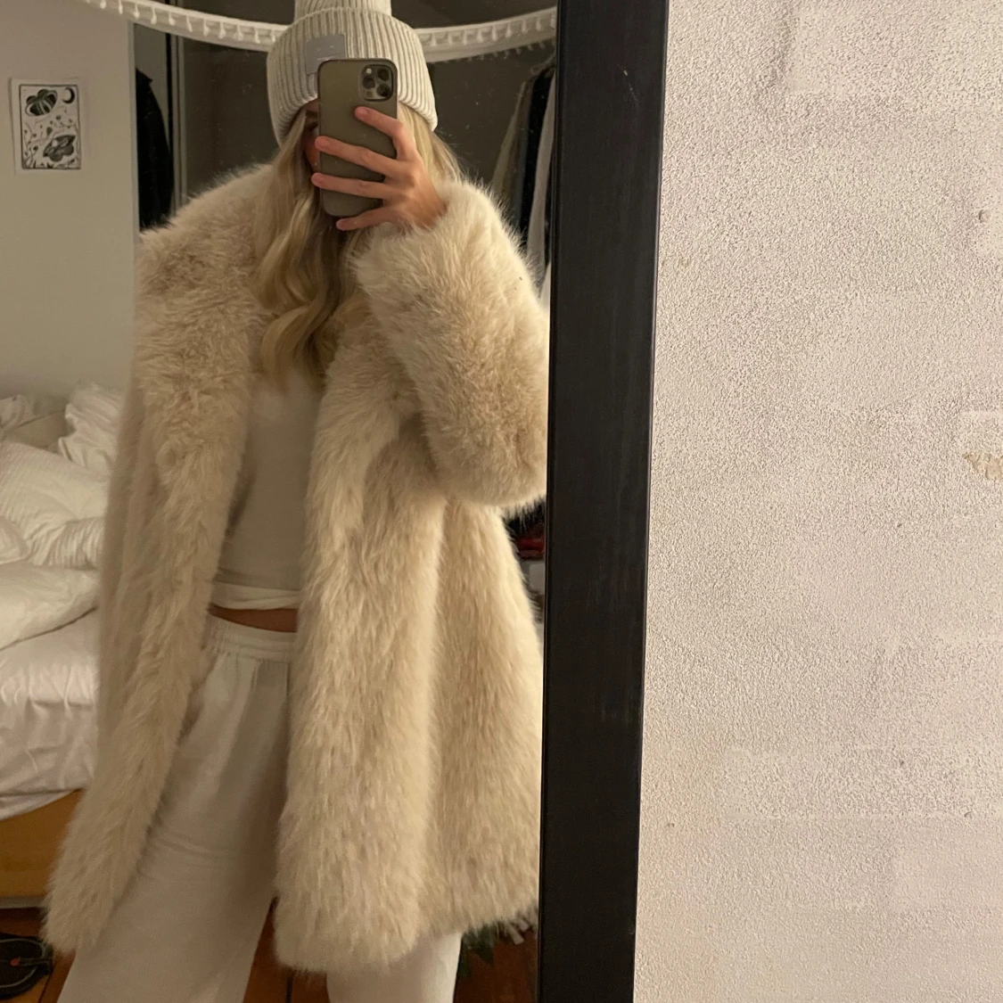 Vit pälsjacka - 90