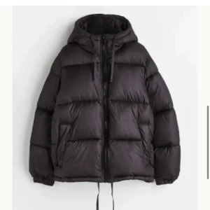 Svart pufferjacka med huva - Säljer en svart pufferjacka med huva och dragkedja. Jackan har en oversized passform och är perfekt för vintern. Tryck INTE på köp direkt, hör av er först så kan priset diskuteras