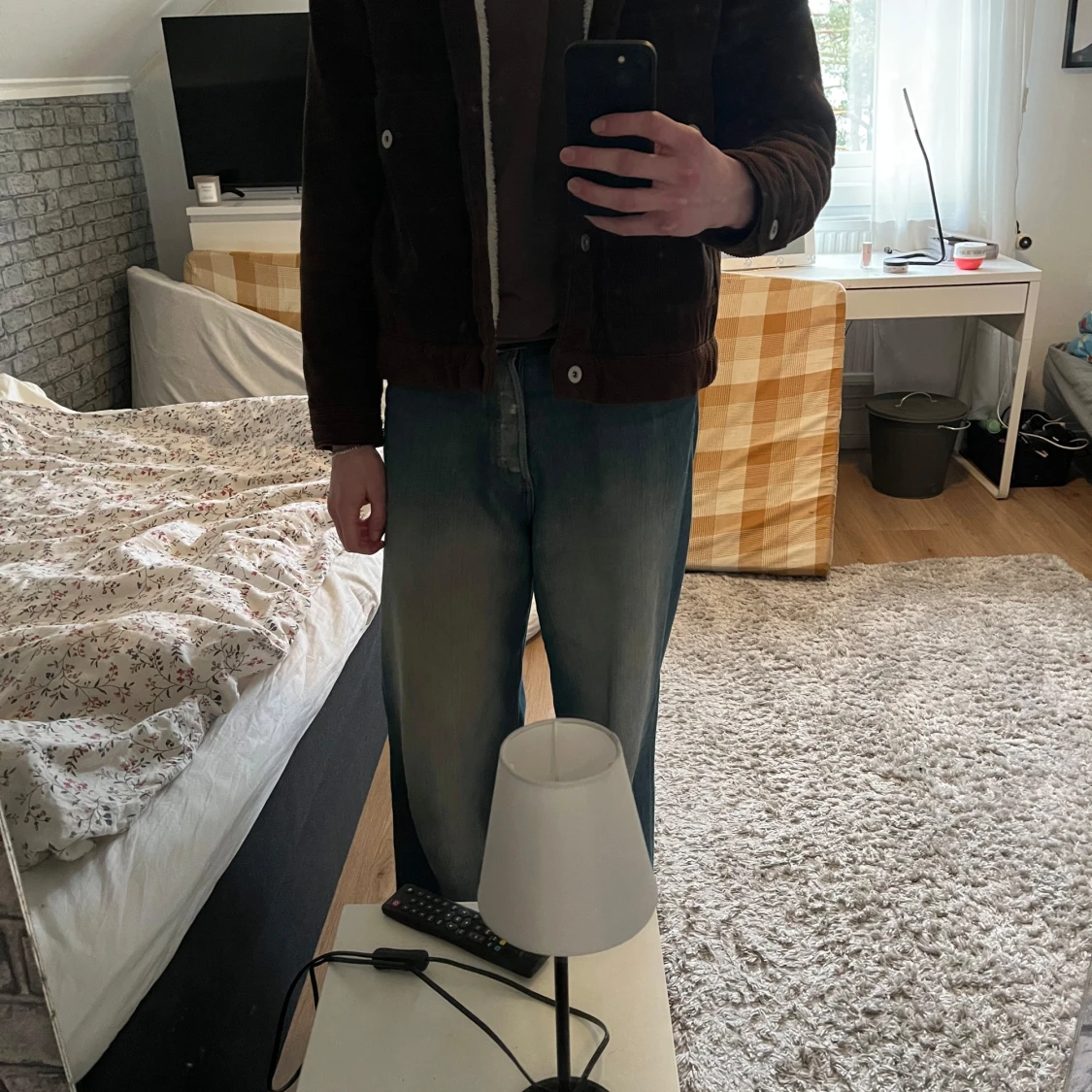 Brun manchesterjacka med teddyfoder - 3