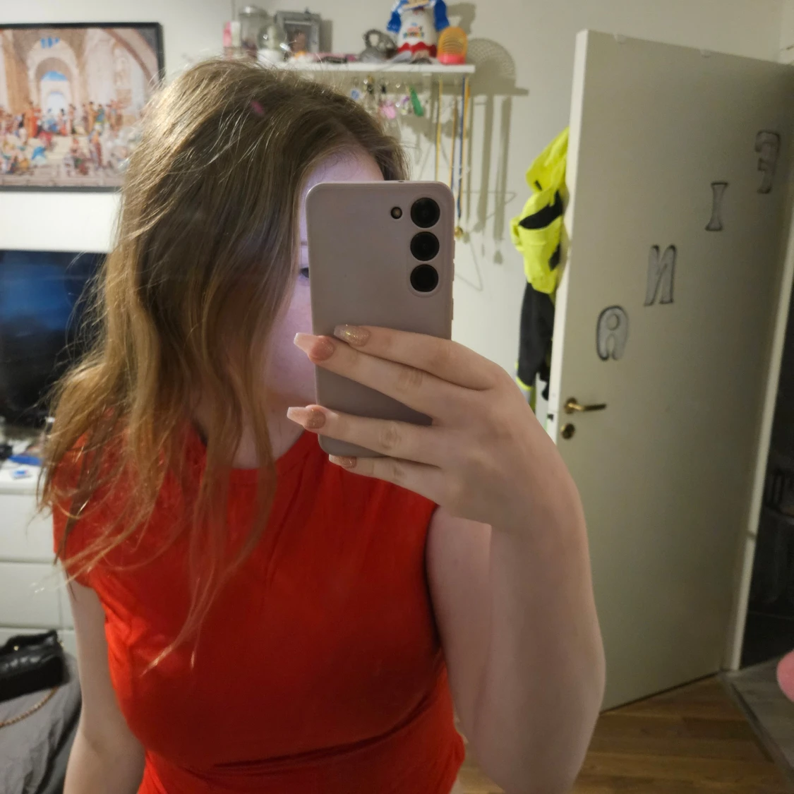 Röd kortärmad topp från Shein