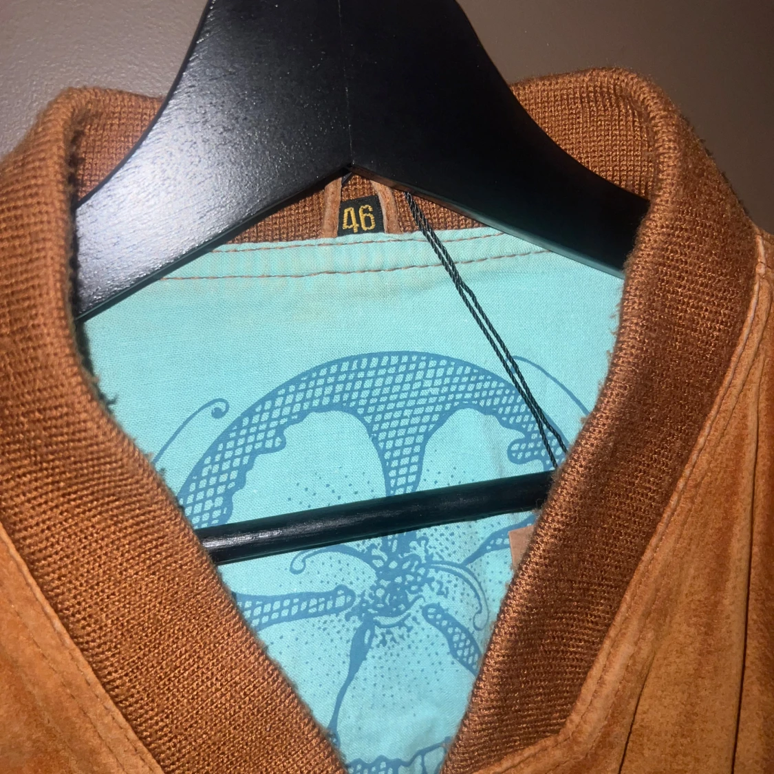 Mocka/skinn jacka i brunt  - 91