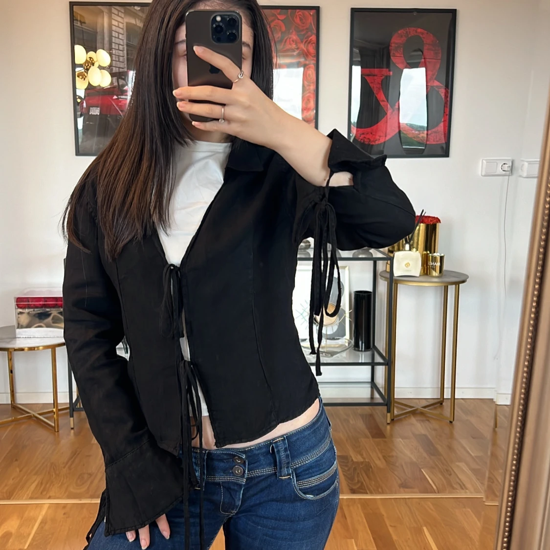 Svart topp med knytning  snörning Zara  💓 - 90