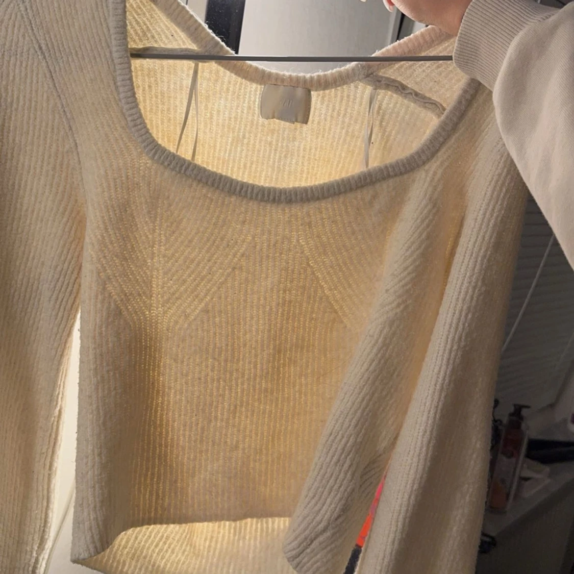 Vit stickad tröja - 90