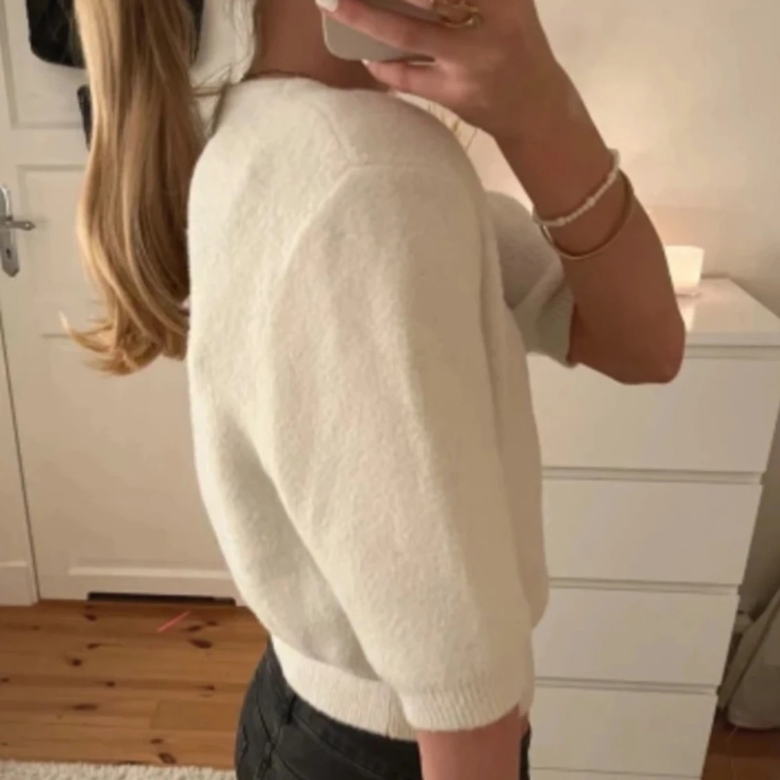 Vit stickad tröja  - 90