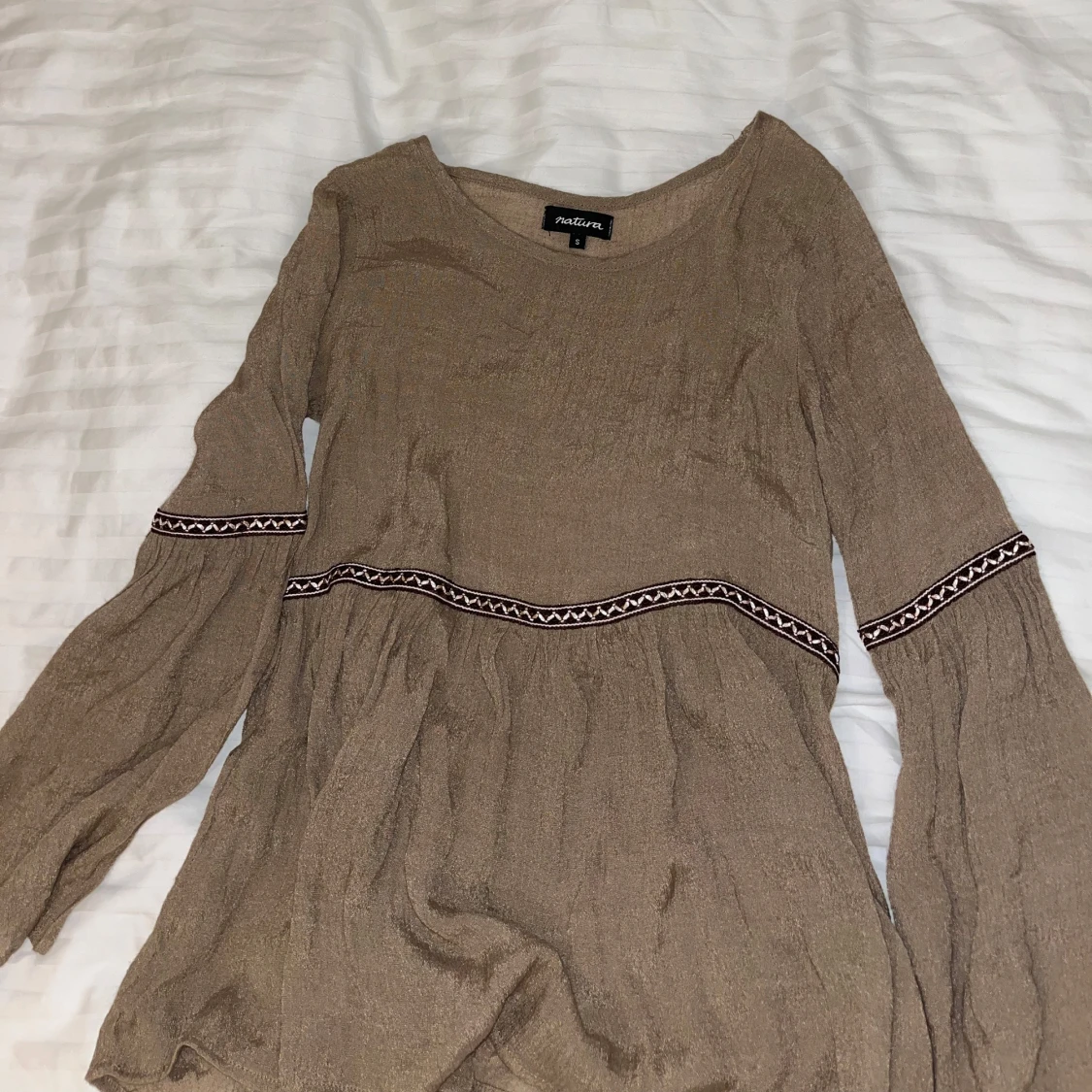 Beige brub långärmad topp  - 92