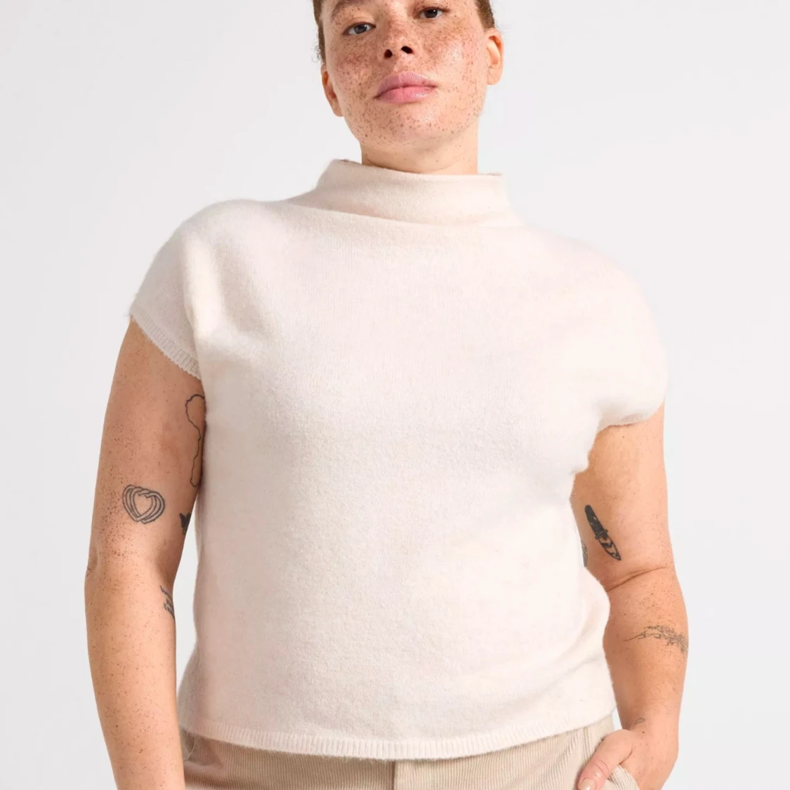 Stickad kortärmad topp Lindex  - 90