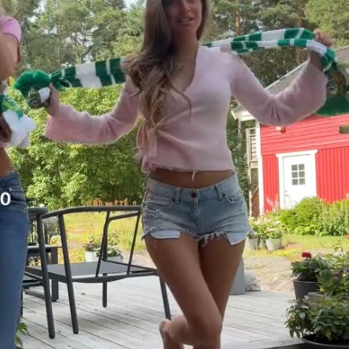 Rosa stickad tröja  - 90