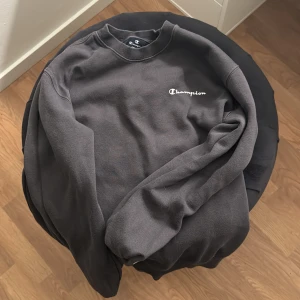 Grå sweatshirt från Champion - Säljer en grå sweatshirt från Champion i storlek S. Den är supermjuk och perfekt för både chill och vardag. Tröjan har långa ärmar och Champion-loggan broderad på bröstet. Perfekt för höst och vinter!
