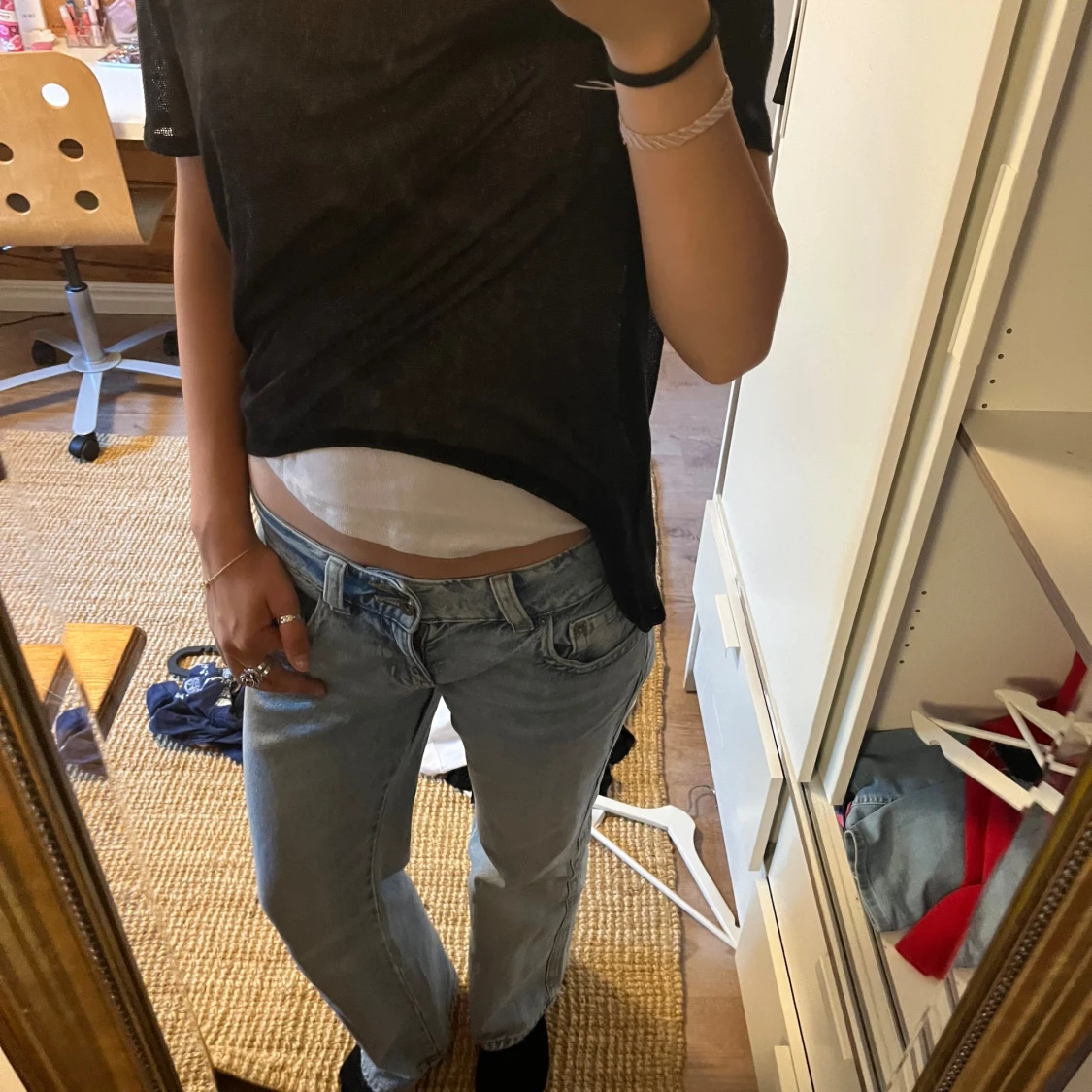 Svart blus genomskinlig  - 90