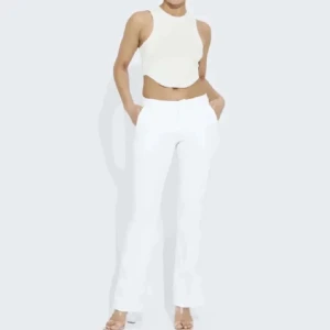 Vita lågmidjade byxor - Vita lågmidjade kostymbyxor i strl 38 från bikbok!