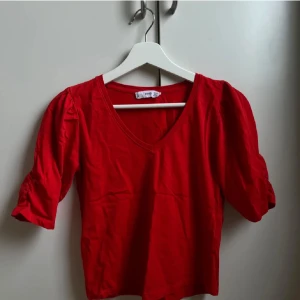 Röd topp från MNG - Säljer en snygg röd topp från MNG i storlek XS. Toppen har en v-ringad design och korta ärmar, perfekt för både vardag och fest. Materialet känns mjukt och bekvämt mot huden. Ett måste i garderoben för den som älskar färg!