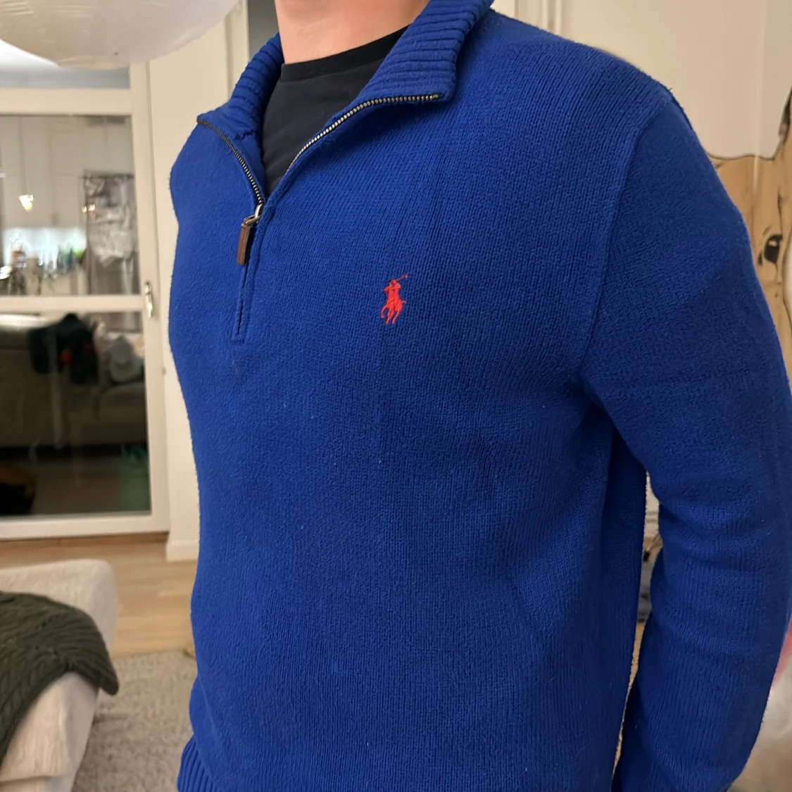  Polo stickad halv Zip   - 90